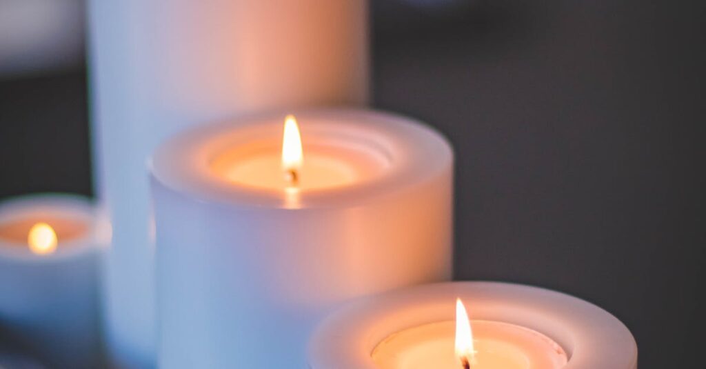 A close-up of a serene candlelight arrangement with a soft, soothing glow.